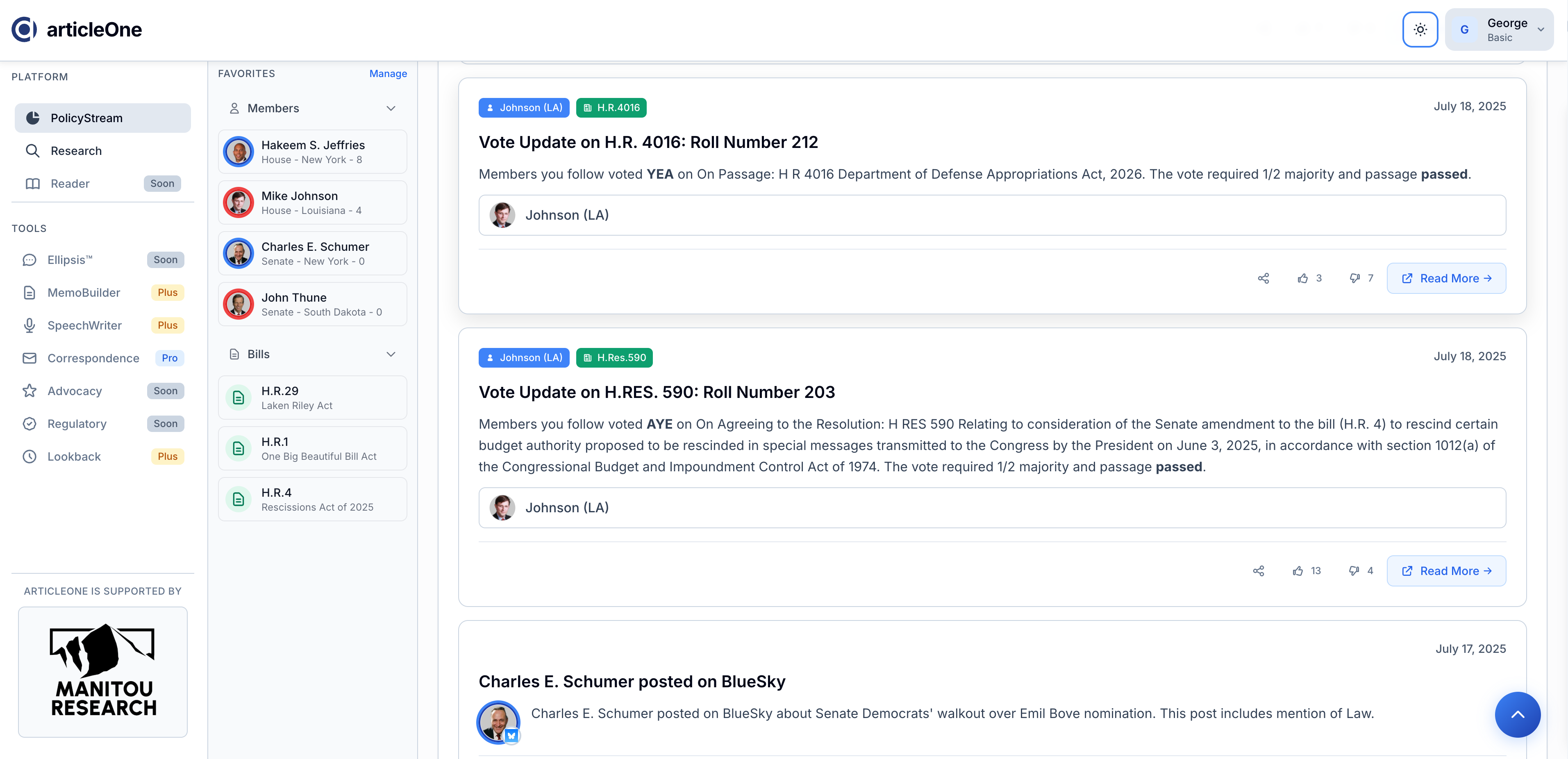 articleOne Platform Light Mode